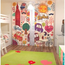 Фотошторы для детской комнаты с эффектом объемного рисунка 3D Город 155*270см